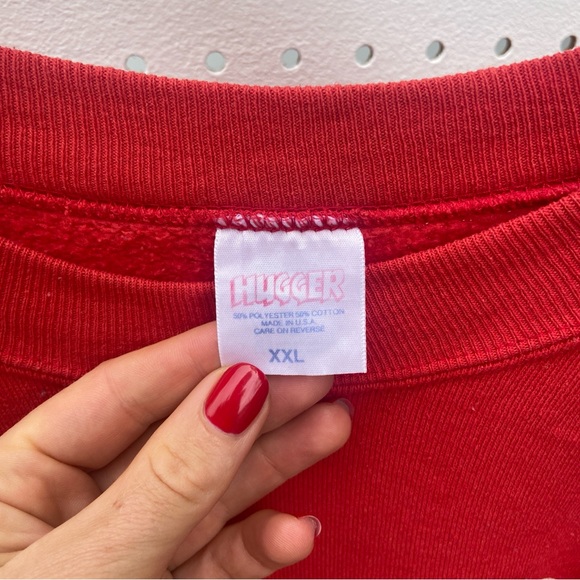 Vintage Hugger oversized red cat and butterfly screen print red sweatshirt - Picture 3 of 3